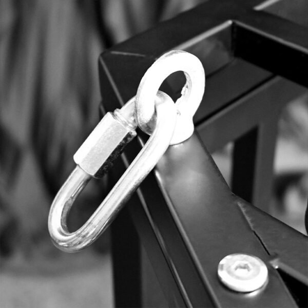 BDSM Hex Steel Hanging Cage with Neck & Wrist Pillory - Image 6