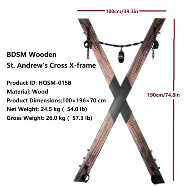 BDSM Wooden St. Andrew's Cross X-frame - Image 2
