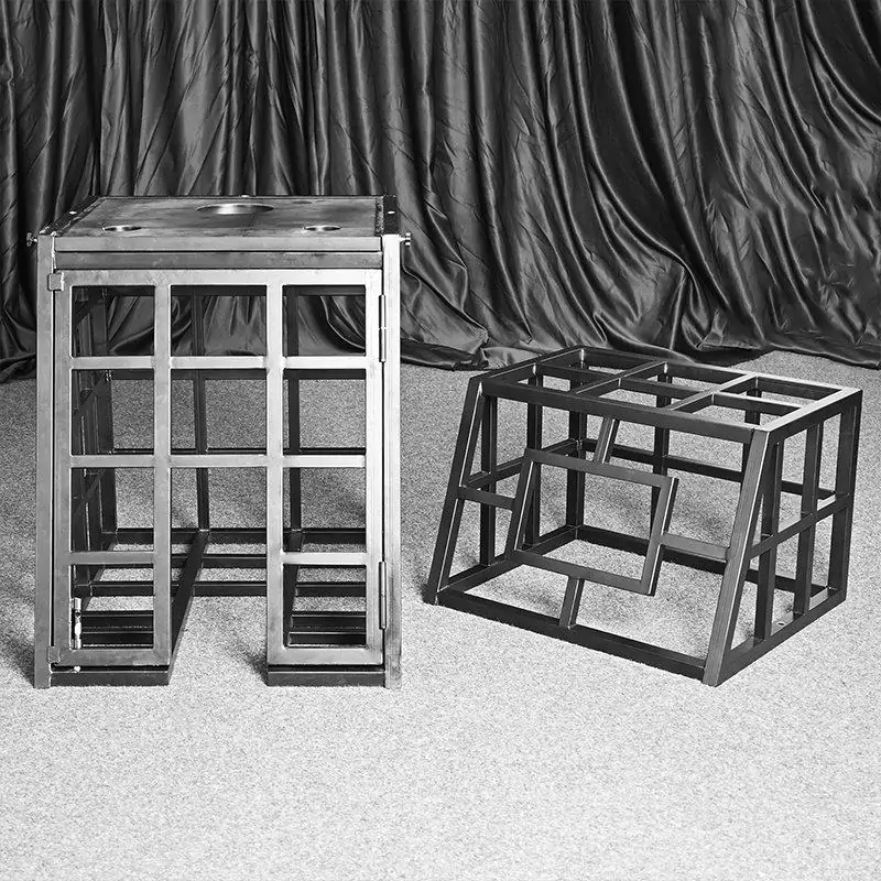 Dungeon BDSM Trapezoid Steel Cage with Nneck&Wrist Pillory - Image 5
