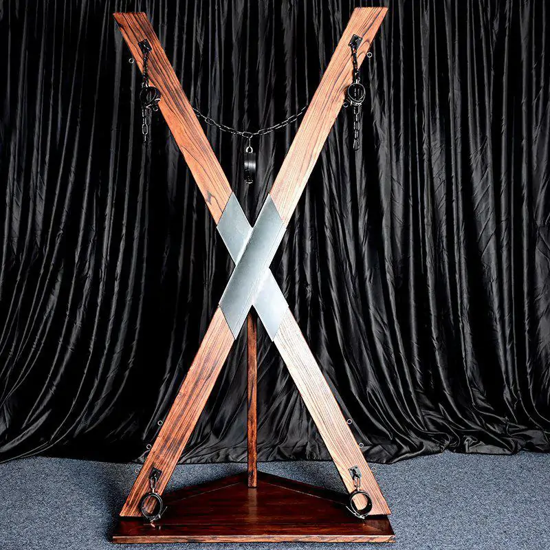 Premium BDSM Wooden St. Andrew's Cross X-frame Full-Body Restraints - Image 4