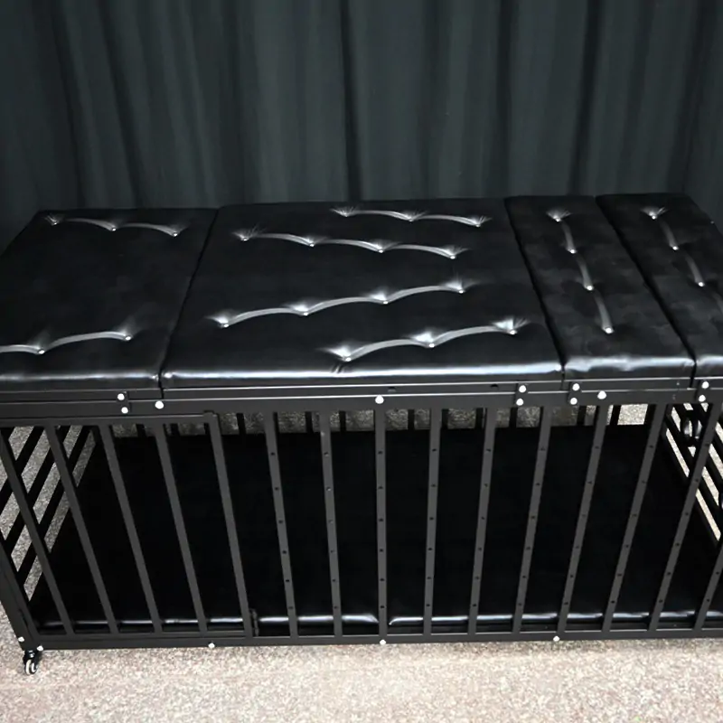 BDSM Mobile Dual-Function Metal Dungeon Cage Bed w/Wheels - Image 6