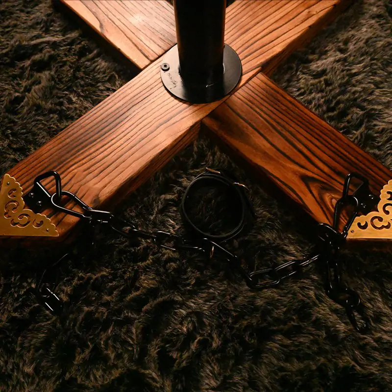 Adjustable Pyramid BDSM Wooden horse Chevalet cuffs ankles - Image 6